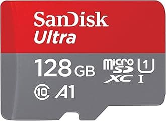 SanDisk 128GB Ultra microSDXC UHS-I Memory Card with Adapter - Up to 140MB/s, C10, U1, Full HD, A1, MicroSD Card - SDSQUAB-128G-GN6MA