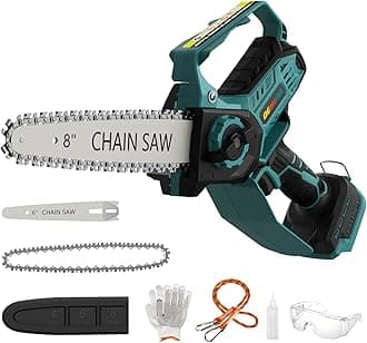 Mini Chainsaw for Makita 18V Battery, 8" 6" Cordless 2-in-1 Electric Chainsaw with Brushless Motor and Auto Greaser, 800W Mini Handheld Chainsaw for