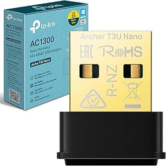 TP-Link AC1300 Nano Wireless MU-MIMO USB 2.0 Adapter, Dual-Band, Miniature Design, Supports Windows 10/8.1/8/7, Mac OS 10.15 and earlier, Highly Secure WPA3, Easy Setup (Archer T3U Nano)
