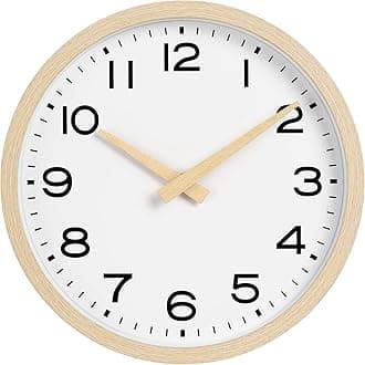 Wall Clock 12 Inch,Boho Office Wall Clocks Battery Operated Non Ticking,Silent Modern Clock Decorative for Kitchen,Bedroom,Living Room,Classroom(Wood Grain)