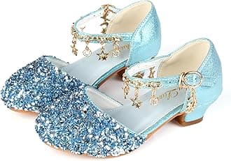Little Kids Girls Dress Pumps Glitter Sequins Princess Low Heels Princess Dress Shoes Party Dance Shoes Rhinestone Sandals