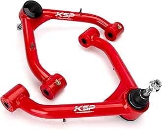 KSP Front Upper Control Arms for Silverado Sierra 1999-2006, 2-4" Adjustable Tubular A-Arm Replacement Factory/Stock Suspension Arms UCA After 2-4 inches Lift On Chevy GMC 4WD 4X4 RWD, 2PCS Red
