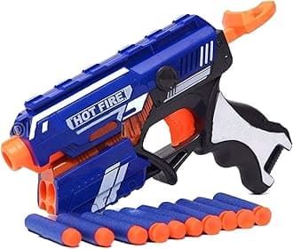 Blaze Storm Hot Fire Soft Bullet Gun Toy With 10 Safe Soft Foam Bullets, Fun Target Shooting Battle Fight Game For Kids Boys (Blaze Storm- Hot Fire),Multicolor