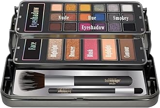 bonvoyage, Makeup Kit with Eyeshadows, Face Makeup and Brushes, Includes Bronzer, Blush and Highlighter, Portable and Lightweight Case with Mirror, Hello Beautiful