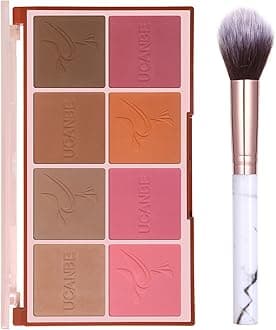 8 Colors Face Matte Blush Palette Shading Blusher - Buildable Facial Cheek Blusher Contour Bronzing Pressed Powder Makeup Pallet Women Gift Set (8 Colors Blush Contour Palette with brush)