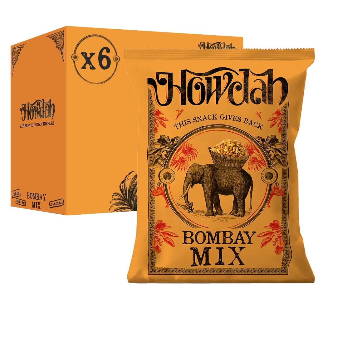 Bombay Mix, Indian Snacks - Crunchy Jumble of Nuts and Lentils with Dry Exotic Spices, Ideal Snack Share Bags or Party Food Snacks - In a blend of Authentic Aromatic Spices - 150g (Pack of 6)