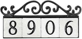 NACH KA 4 Address Sign Plaque for House Numbers, Old World, Cast Iron, 4