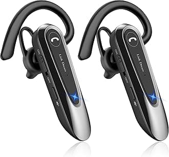Link Dream Bluetooth Earpiece Wireless CVC8.0 Headset for Cell Phone Dual Mic Noise Canceling Handsfree Phone Earpiece with Mute 20Hrs Talk Time 180 Day for iPhone Android Home Office Driving 2 Pack
