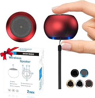 2Pack Portable Mini Speakers, Bluetooth Tiny Speaker,Wireless Micro Speaker for Phone/PC/Tablet, Rechargeable Battery, Built-in Microphone, Cute Mini Speakers with Strap to Carry, Red