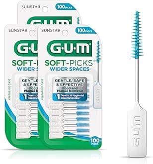 GUM Soft-Picks Wide Space, Easy to Use Dental Picks for Teeth Cleaning Health, with Convenient Carry Case, Dentist Recommended Dental Picks, 100ct (3pk)