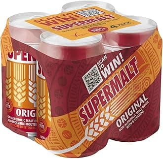 Supermalt Original Non-Alcoholic Vegan Malt Drink with B Vitamins 4 x 330ml (Pack of 1)