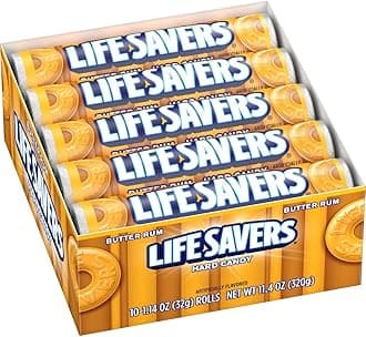 - LIFE SAVERS Butter Rum Hard Candy Bulk, 1.14 ounce (20 Single Packs)
