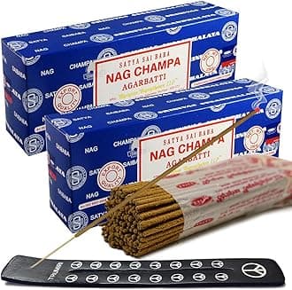 Incense Stick Holder Bundle with Satya Sai Baba Nagchampa 250g Incense Sticks - Pack of 2 (Approx 500 Sticks)