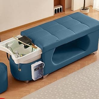 Water Heater Salon Shampoo Bed, Head Therapy Constant Temperature Shampoo Bed, Water Circulation Hair Care Fumigation Beauty Massage Bed,Blue