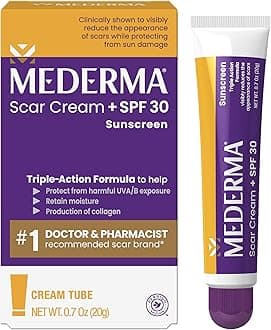 Mederma Scar Cream Plus SPF 30 - Advanced Scar Treatment, Protects from Sun Damage, Reduces Appearance of Scars from Acne, Burns, Surgery & Injury, 0.7 oz