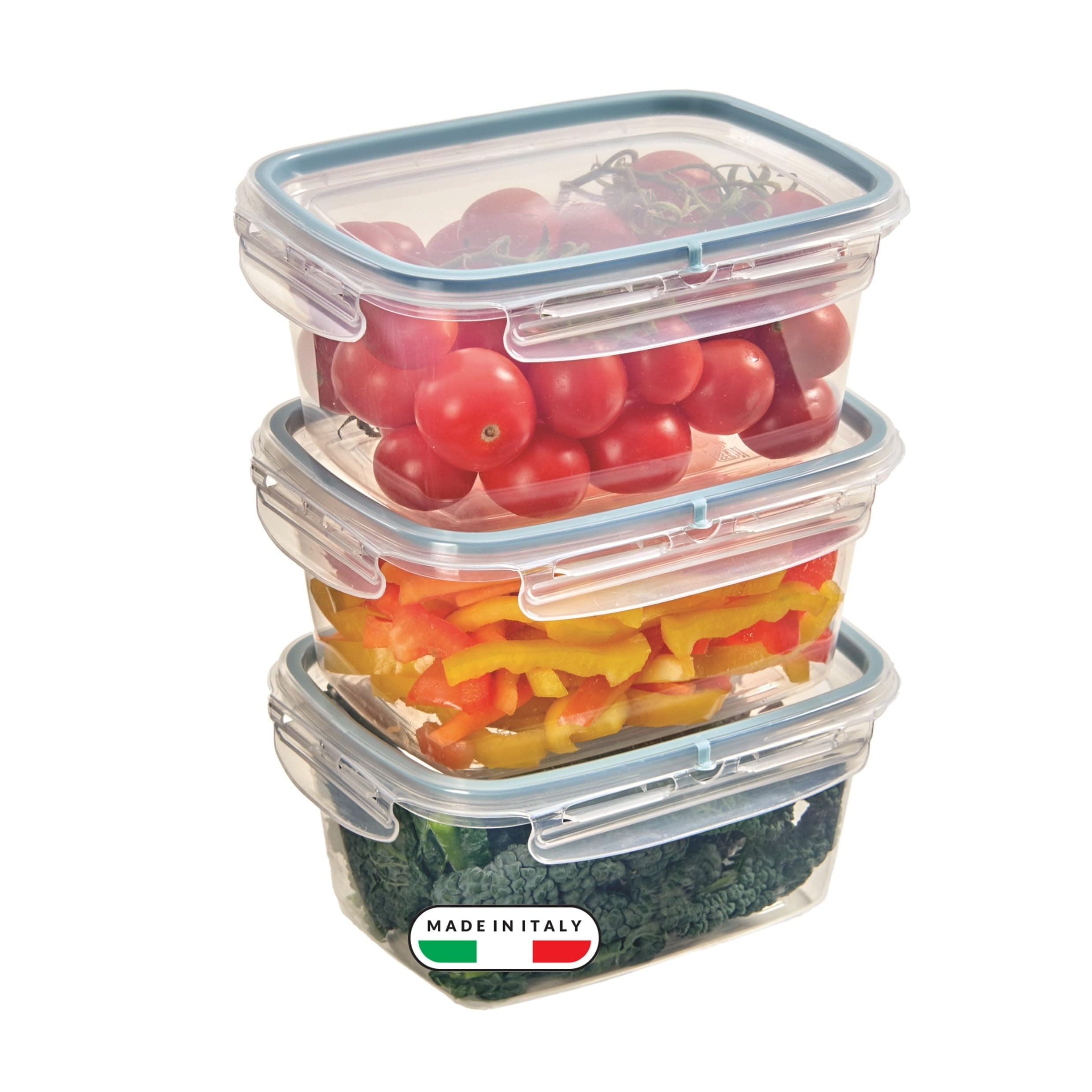Snipslock Rectangular Containers Set, 3-Piece, 1.2 Liter Each – Food Storage Containers