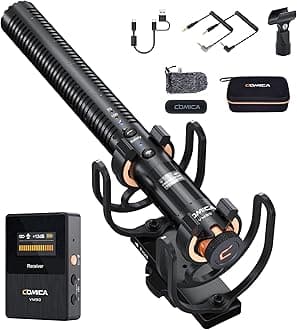 COMICA VM30 Shotgun Microphone, with Wireless Modes, USB C Digital Output, 75/150Hz, Super-Cardioid Universal Camera Microphone for Filmmakers, Vloggers - Wireless Mic for Camera, PC,1 Year Warranty