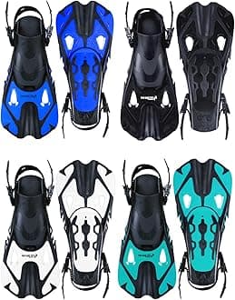 Two Bare FeetAdjustable Diving Fins – Swim, Snorkel & Scuba Fins for Adults – Full Foot Flippers with Easy Strap – Ideal for Holidays, Pool, Sea & Water Sports