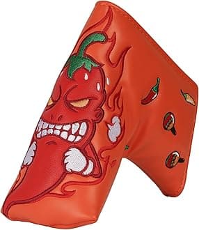 BIG TEETH Golf Blade Putter Cover Headcover Club Protector Magnetic Bar Closure Lucky Putter Cover Compatible with Scotty Cameron Taylormade Odyssey (Chili Pepper)
