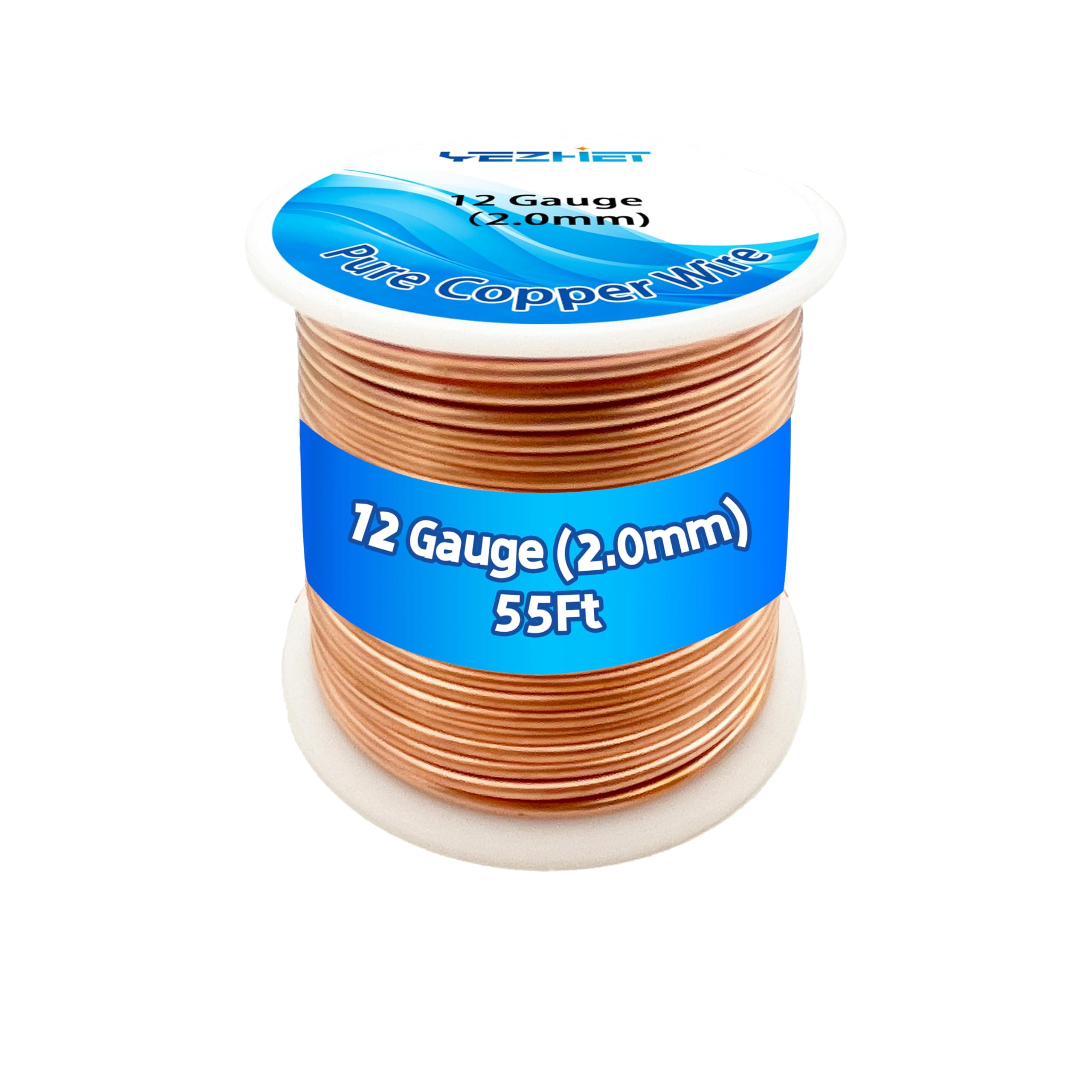 99.9% Solid Bare Copper Wire(12 Gauge, 2.05MM), Dead Soft, 1 Pound Spool Pure Copper Wire for Crafts, Electroculture Gardening, Jewelry Making