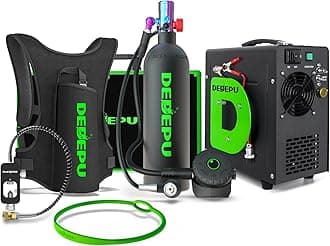 DEDEPU 2.3L Scuba Tank, Mini Diving Tank Small Lung Tank with Adapter, Up to 40 Mins Underwater Breathing Time, Portable Backup Air Cylinder, Emergency Resuce Pony Bottle