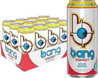 Bang Energy Sour Ropes, Sugar-Free Energy Drink, 16-Ounce | Pack of 12
