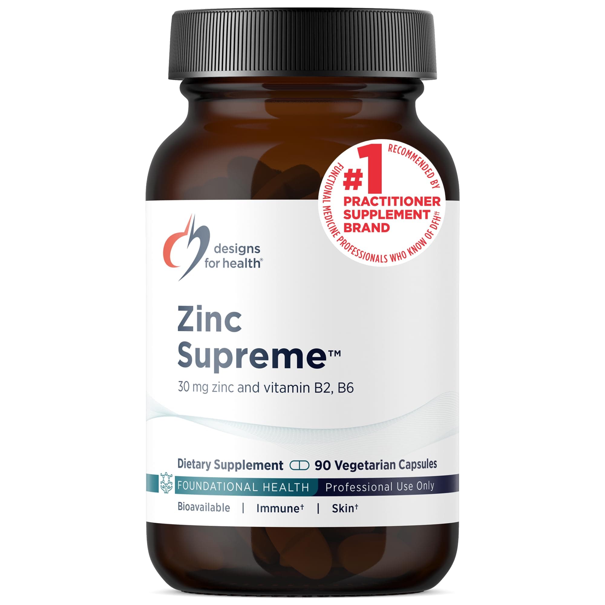 Zinc Supreme - 30mg Zinc Bisglycinate Chelate Supplement with Cofactors Taurine, Vitamin B6, B2 + Molybdenum - Immune Support Supplement - Vegan + Non-GMO (90 Capsules)