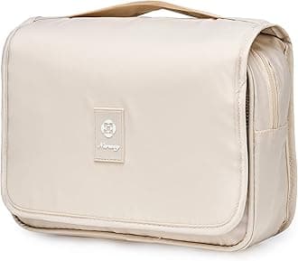 Small Hanging Travel Toiletry Bag for Women, Travel Bag for Toiletries, Makeup Bag Organizer Make Up Bags Cosmetic Bags for Girls (Beige)