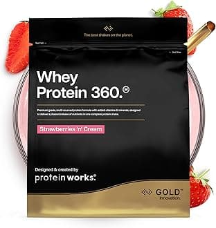 Protein Works | Whey Protein 360 - Gold Innovation, Whey Protein Powder, Premium Tri-Protein Blend, Digestive Enzymes, 12 Vitamins & Minerals, Strawberries 'n' Cream, 40 Servings, 1.2kg