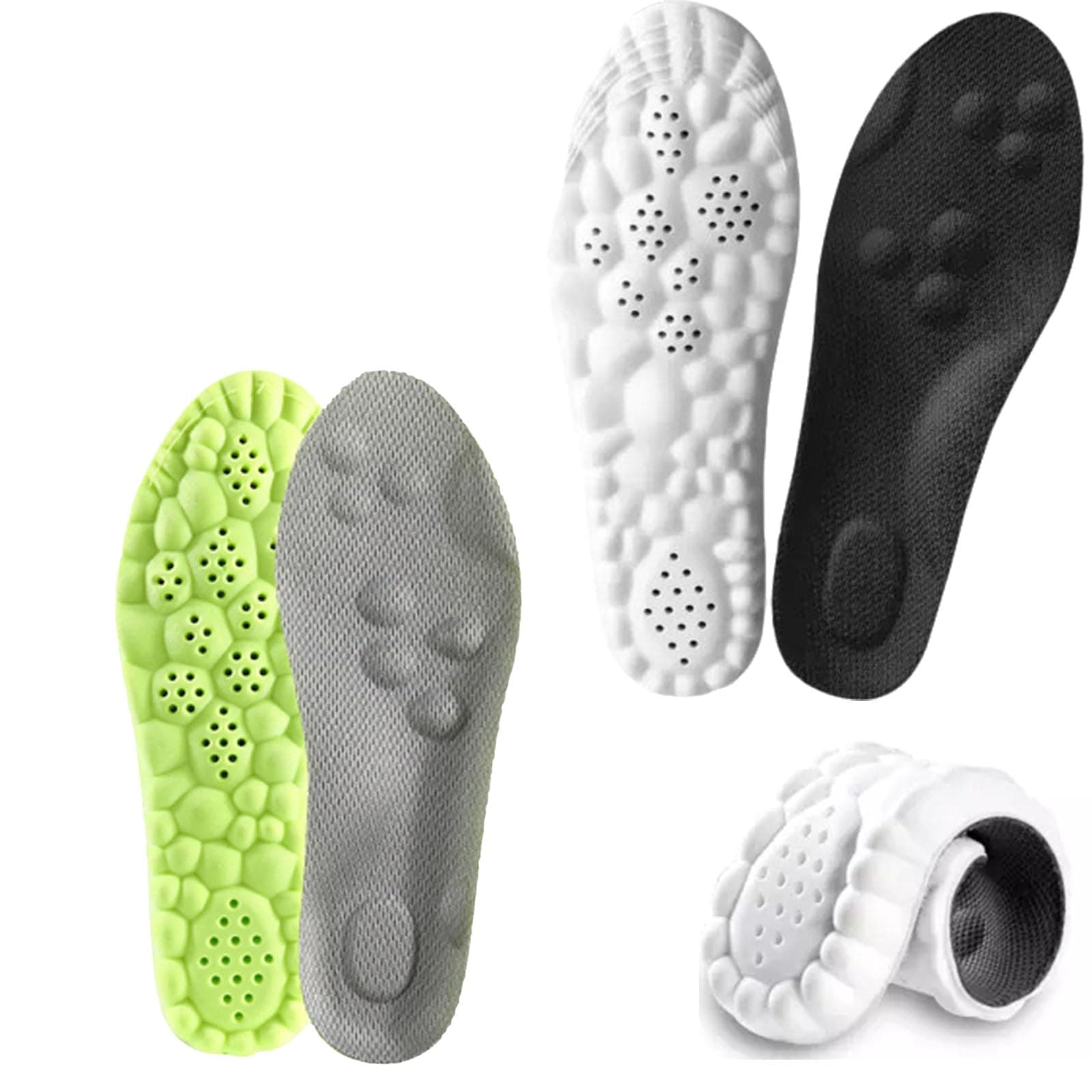 Generic Cloudsole Insoles for Men, 4d Cloud Technology Insole, Memory Foam Orthopedic Insoles for Shoes (Black+Gray green, 11-12.5 Men/13-14.5 Women)