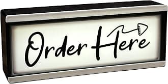 Light Up Order Here Sign | LED Shop Front Queue Sign | Wall Hanging and Self Standing Portable Light For Workplace Cafe Bar Diner Restaurant