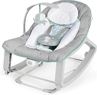 IngenuityKeep Cozy 3-in-1 Grow with Me Vibrating Baby Bouncer, Seat & Infant to Toddler Rocker, Vibrations & Toy Bar, 0-30 Months Up to 40 lbs (Weaver)