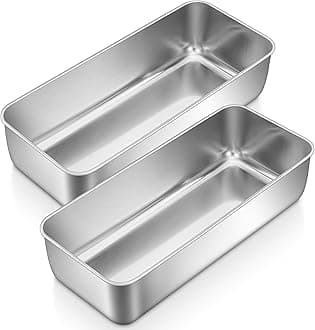 P&P CHEF Loaf Pans for Baking Bread, 12 x 5 Inch Large Stainless Steel Bread Loaf Pan Tins for Homemade Meatloaf Cake Brownies, Healthy & Sturdy, Oven & Dishwasher Safe, 2Pcs