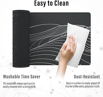 Ovenbird Large Gaming Mouse Pad with Stitched Edges, Minimalist Mountains Desk Mat, Extended XL Mousepad with Anti-Slip Base, Cute Desk Pad for Keyboard and Mouse, 31.5 x 11.8 in, Black and White