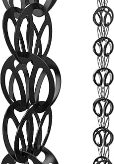Rain Chains Direct Modern Loop Rain Chain, 8.5 Feet Length, Aluminum, Black Powder Coated, Functional and Decorative Replacement for Gutter Downspouts