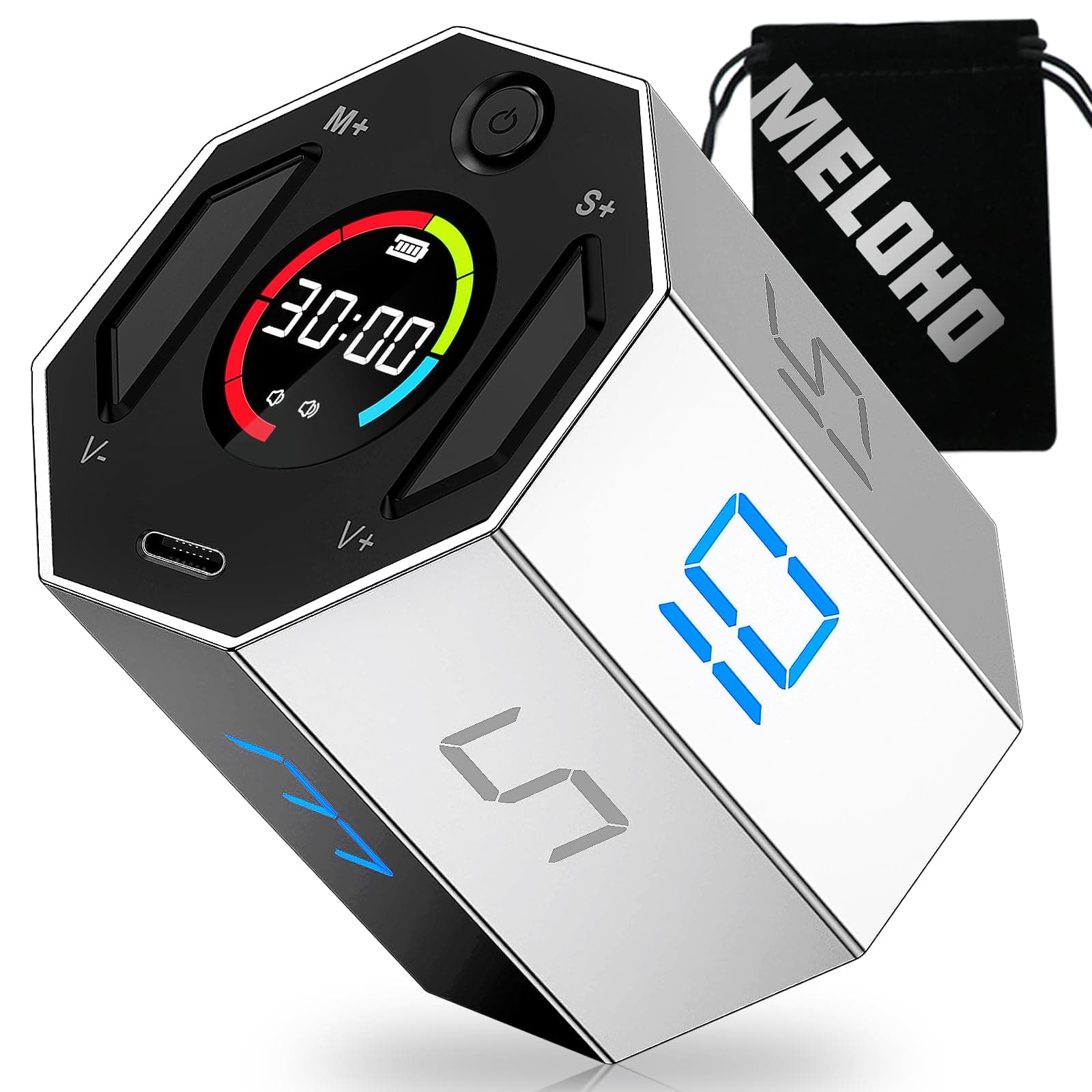 Pomodoro Timer, Magnetic Visual Timer with Flip Countdown, Silent & Alarm, Ideal ADHD Tools for Adults/Kids, Small Cube Digital Timer for for Office Productivity, Kitchen Cooking, Work, Study