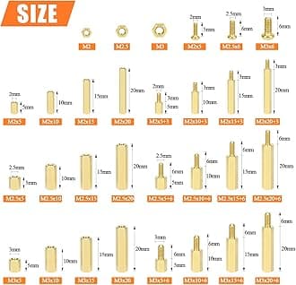 422 Pieces M2 M2.5 M3 Male Female Hex Brass Spacers Standoffs Screws Nuts Assortment Kit, Threaded Pillar for Printed Circuit Board Motherboard