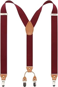 TimiotMen’s Y-Back 4 Metal Clip Elastic Wide Suspenders Perfect For Both Casual&Formal