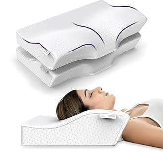- MY ARMOR Cool Gel Cervical Pillow Set of 2 for Neck Pain, Orthopedic Pillows for Spondylitis Neck, Memory Foam Pillow for Sleeping with Extra Contour Support, Dual Height - 2 & 4 Inches - Pack of 2