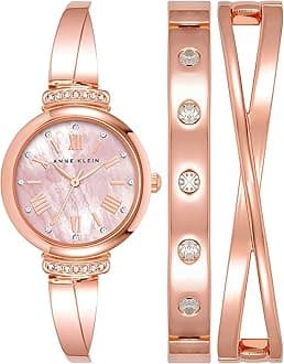 Anne KleinWomen's Premium Crystal Accented Bangle Watch Set, AK/2245