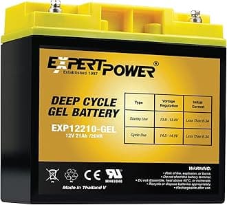 ExpertPower 12V 21Ah Gel Deep Cycle Solar Battery, Sealed Gel Technology for Marine, Mobility Applications