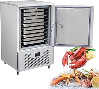 Kolice Commercial Restaurant 10 Trays Blast Chiller, Blast Freezer, Freezer, Chest Freezer for Hard Ice Cream, Fresh Meat, Chicken, Pastry, Fish in Hotels, Bars, Canteens, School, Bakery -40°F