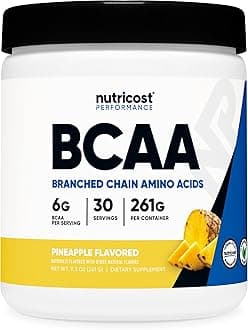 Nutricost BCAA Powder, 30 Servings (Pineapple Flavor) 2:1:1, Non-GMO, Gluten Free
