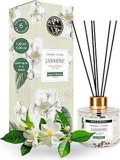 Soul & Scents Jasmine Reed Diffuser Set | Free 6 Fiber Reed Sticks |Toxin Free & Stress Relief | Fine-Living Natural Fragrance, 120 ml (Pack of 1, Tranparent)