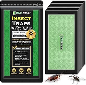 MaxGuard Extra Large Insect Traps (8 Traps) | Non-Toxic Extra Sticky Pre-Baited Glue Board, Trap & Kill Most Crawling Insects, Bugs, Spiders, Crickets, Scorpions, Cockroaches, Centipedes, Snakes.
