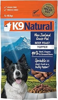 Beef Freeze Dried Dog Food, High-Meat Natural Complete Meal or Meal Toppers for Dogs, Grass-Fed Beef from New Zealand, Grain-Free, GMO-Free, Complete & Balanced Nutrition, 5oz