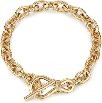 Dainty Layering Bracelets for Women 18 k Gold Plated Fashion Adjustable Chunky Cuban Paperclip Link Chain Bracelets Jewelry for Women Gift