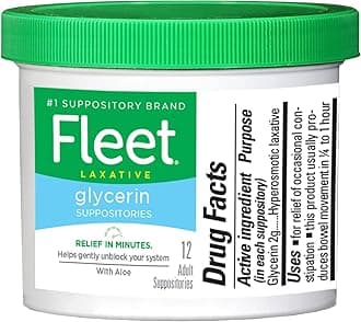 Fleet Laxatives, Laxative Glycerin Suppositories for Adult Constipation Relief, 12 Count