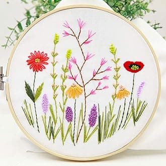 Maydear Stamped Embroidery Kit for Beginners with Pattern, Cross Stitch kit, Embroidery Starter Kit Including Embroidery Hoop, Color Threads and Embroidery Scissors - Floral Fragrance