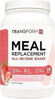 Meal Replacement Shake Powder 28 Servings (Strawberry & Cream) - Gluten Free, Non-GMO